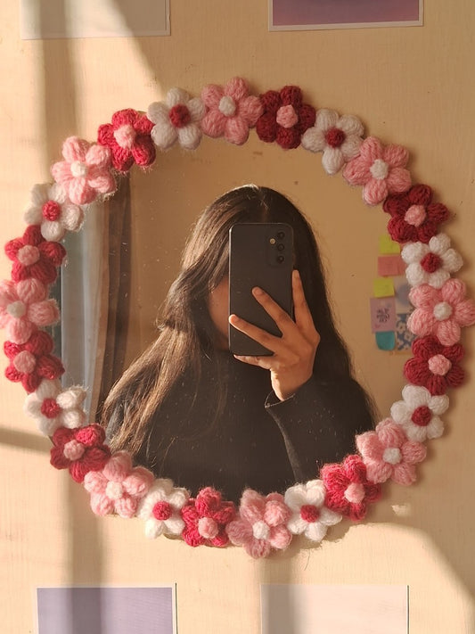 Crochet Flower Wall Mirror